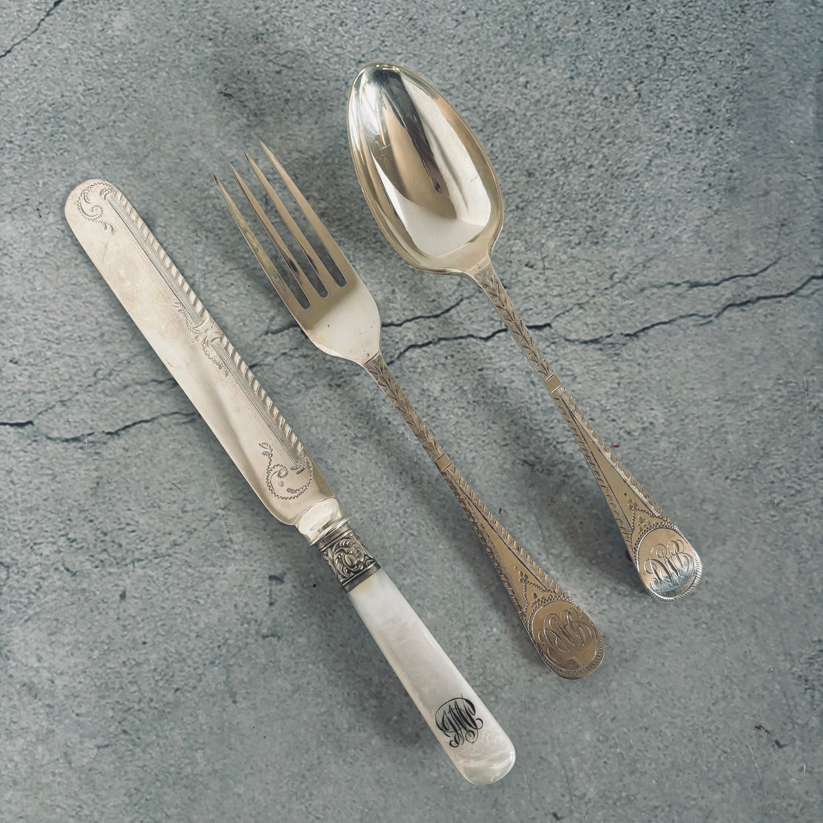 The Headhunter Runa -  Antique Knife Fork & Spoon Trio