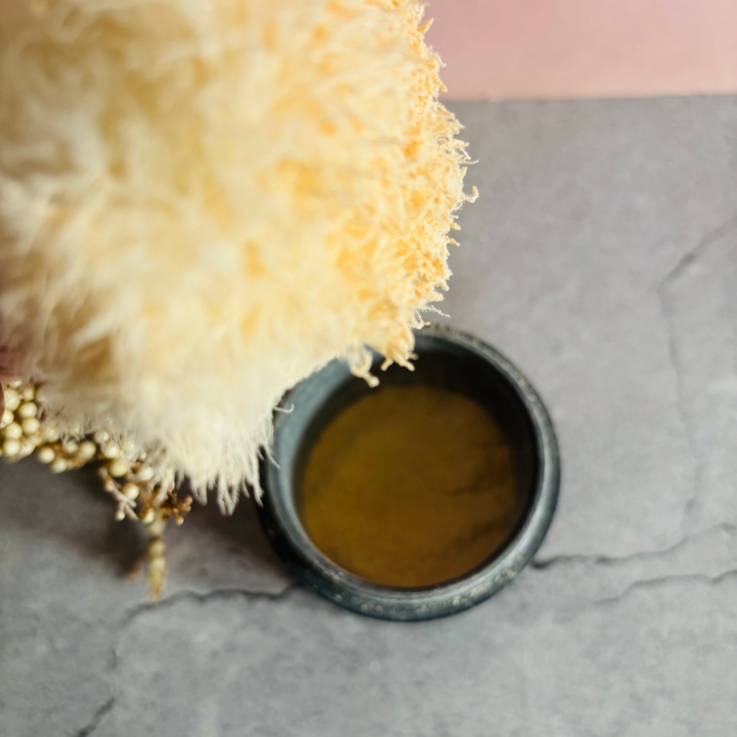 Antique Ebony Wig Powder Pot With Swan Down Puffer