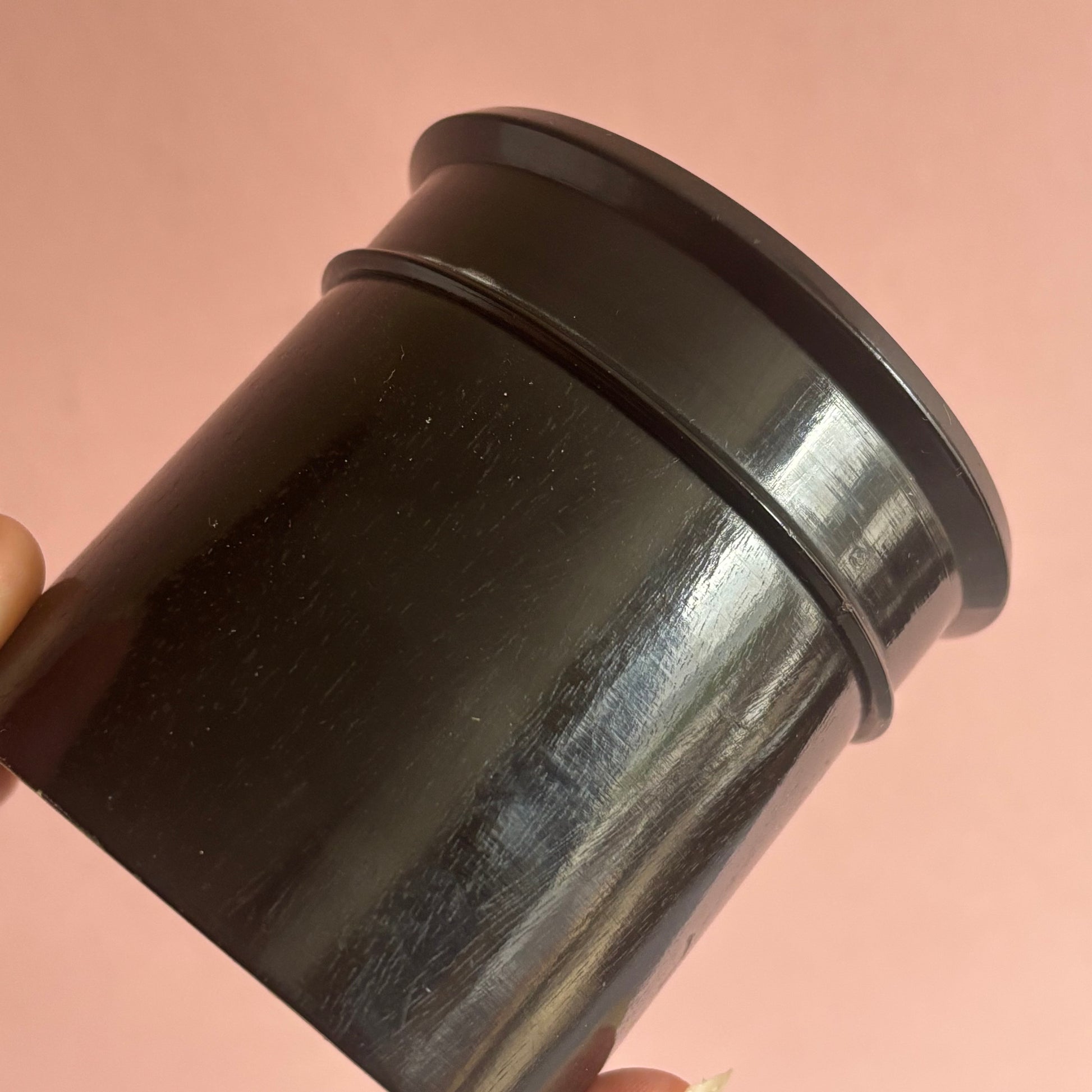 Antique Ebony Wig Powder Pot With Swan Down Puffer