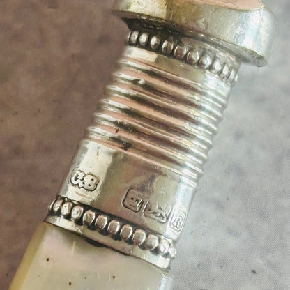 Antique Silver Sardine Fork With Mother Of Pearl Handle