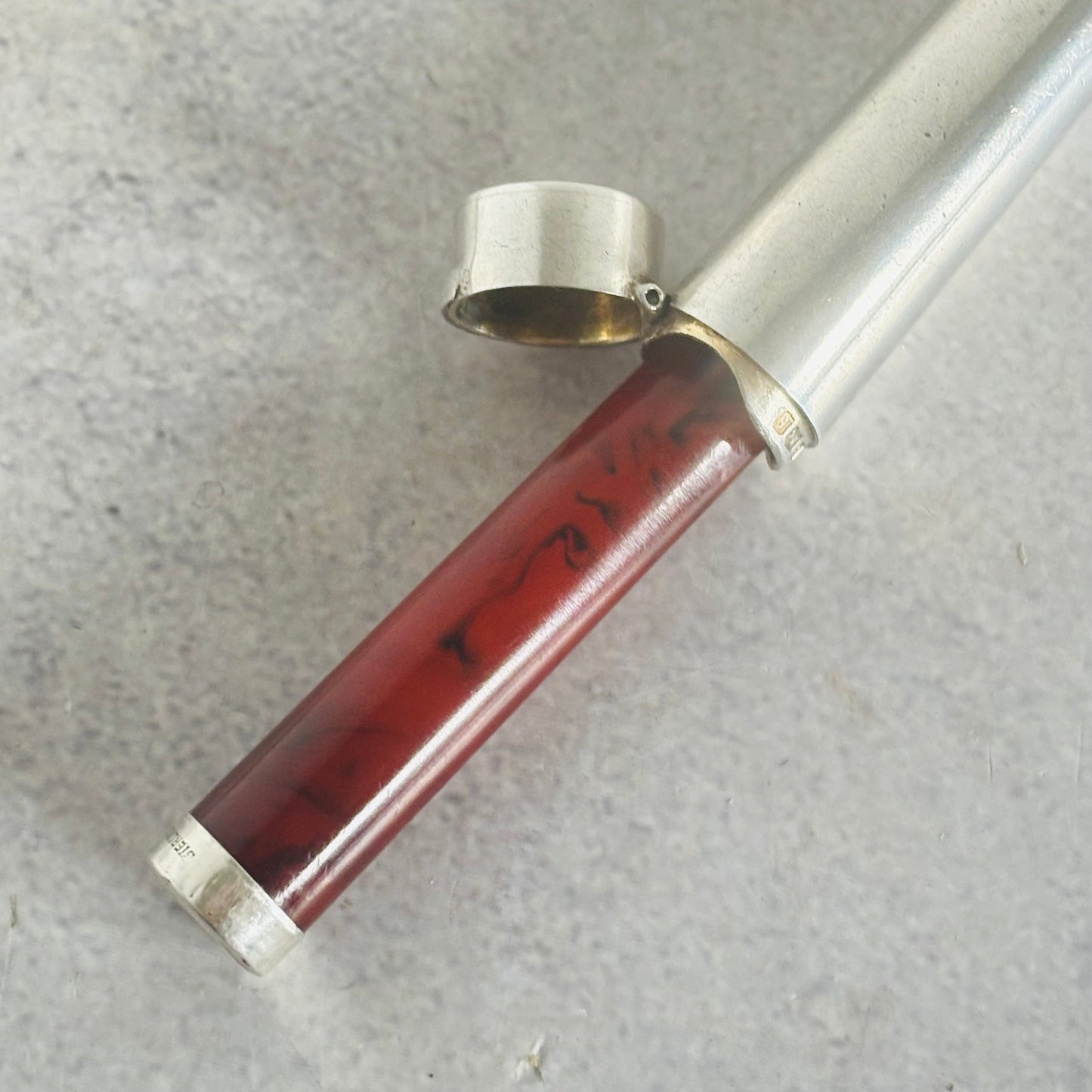 Antique Silver and Amber Cheroot Holder and Case | Pendant 