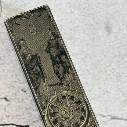 Antique Copper Printing Typeset Block Etched Religious Subject