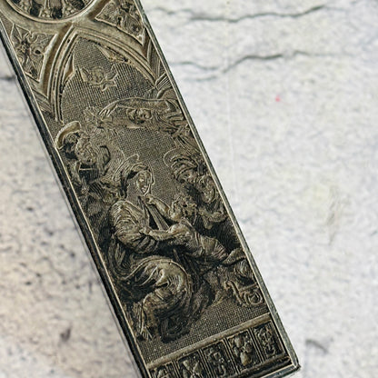 Antique Copper Printing Typeset Block Etched Religious Subject