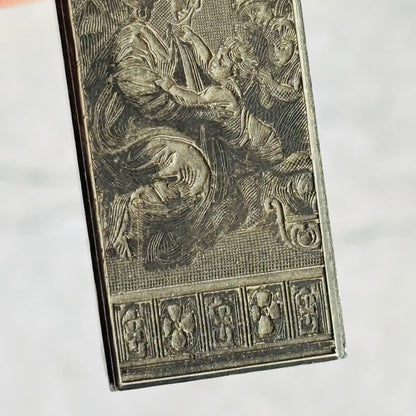 Antique Copper Printing Typeset Block Etched Religious Subject