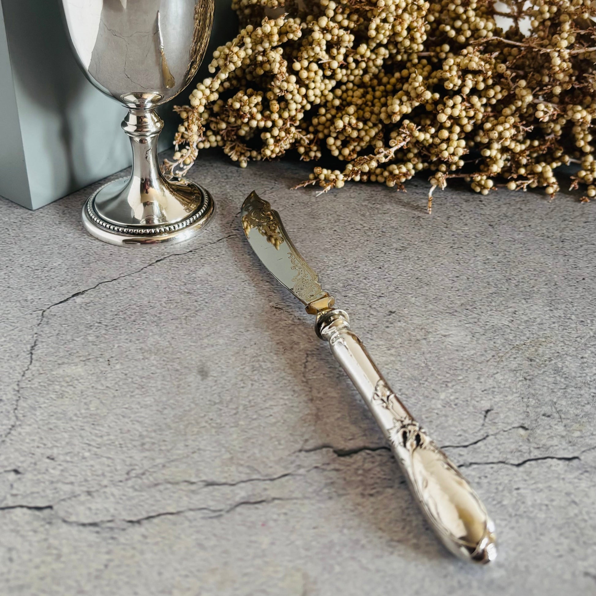French Antique Silver Butter Knife | Art Nouveau | The Urban Vintage Affair