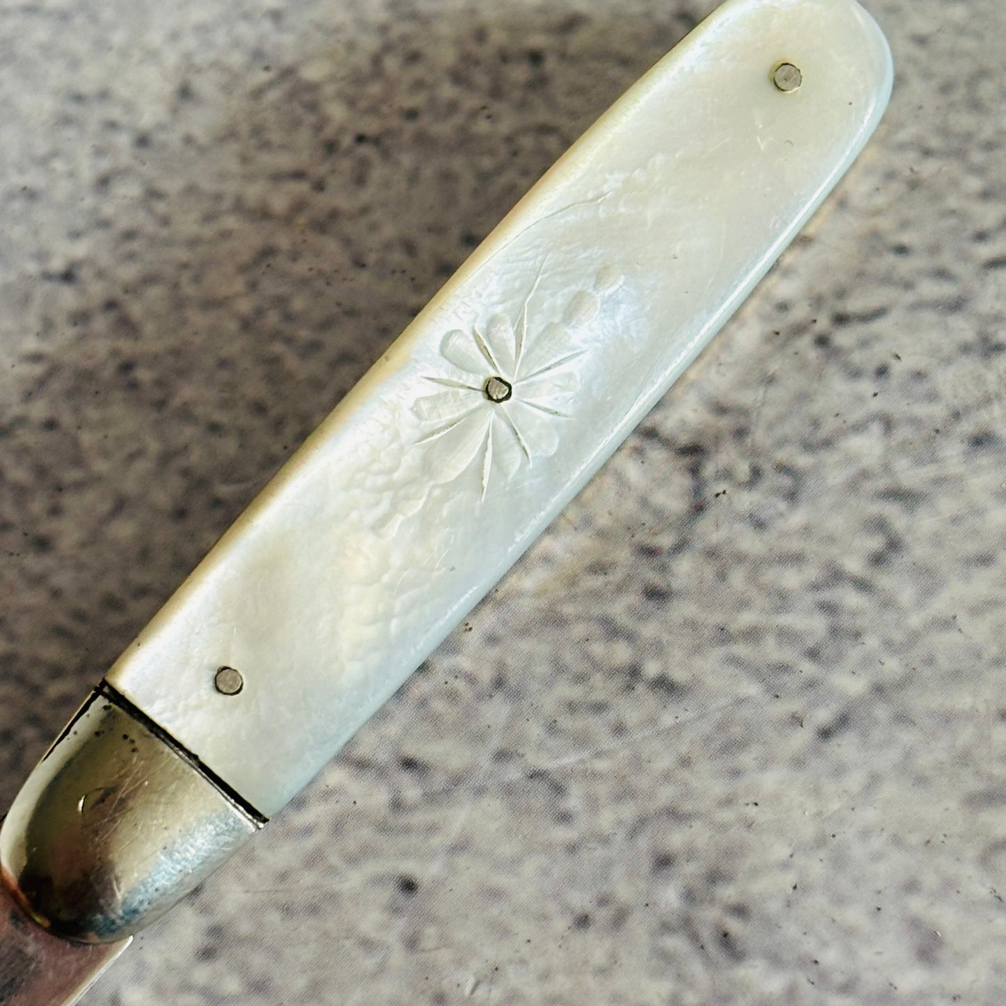 Antique Silver and Mother of Pearl Small Folding Fruit Knife 1910