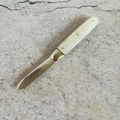 Antique Silver and Mother of Pearl Small Folding Fruit Knife 1910