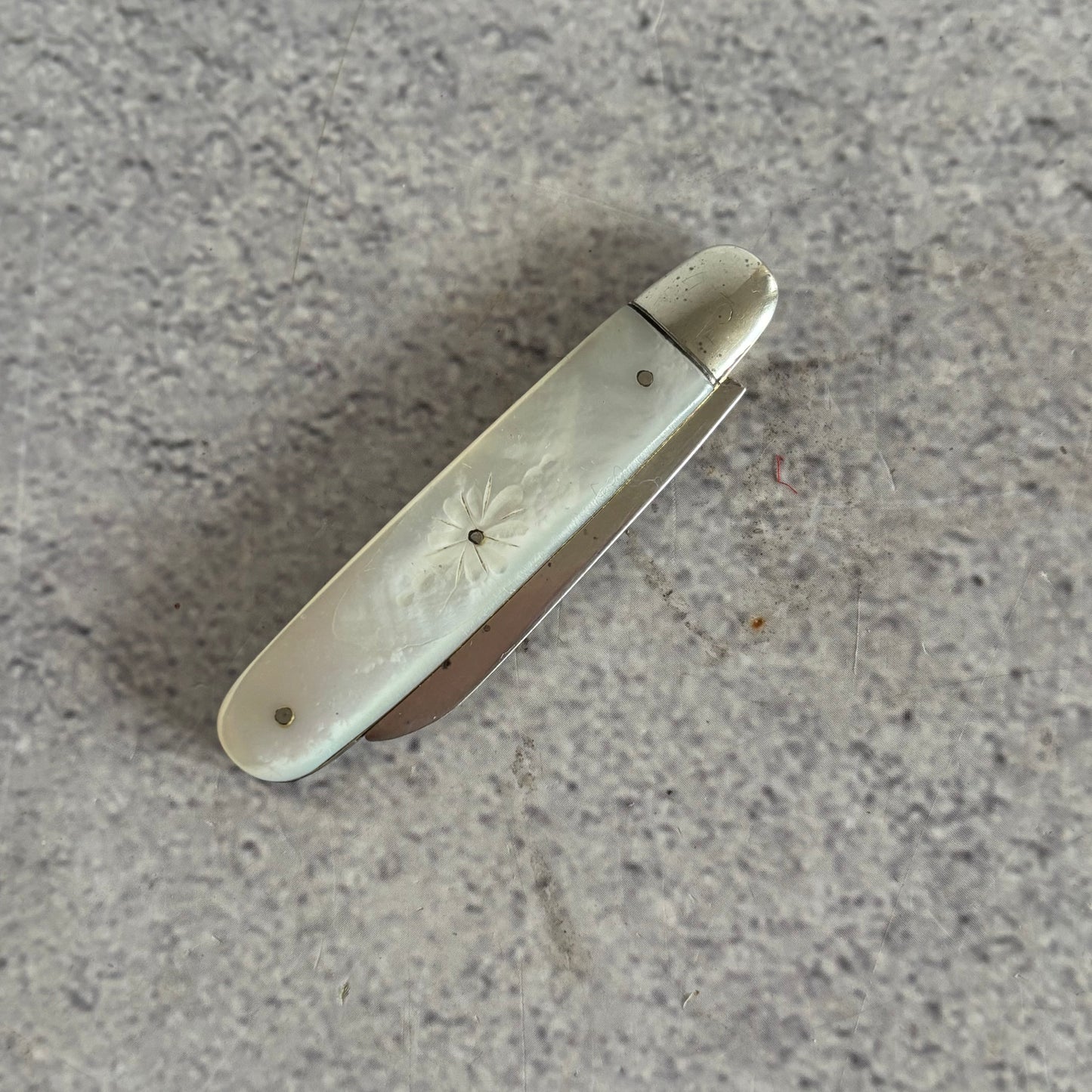 Antique Silver and Mother of Pearl Small Folding Fruit Knife 1910