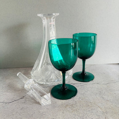 The Stripper Michael - Antique Hand Blown Green Wine Glasses