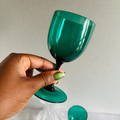 The Stripper Michael - Antique Hand Blown Green Wine Glasses