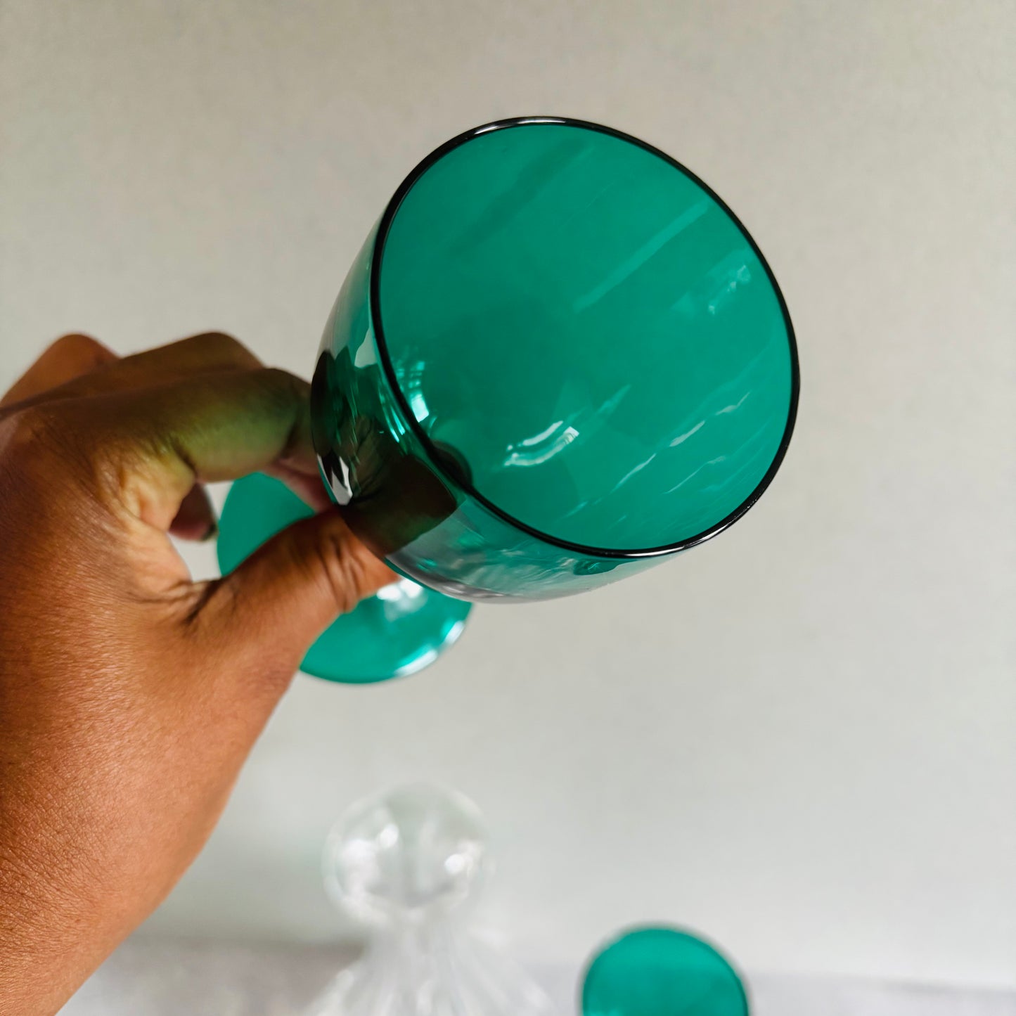 The Stripper Michael - Antique Hand Blown Green Wine Glasses