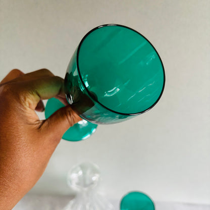 The Stripper Michael - Antique Hand Blown Green Wine Glasses