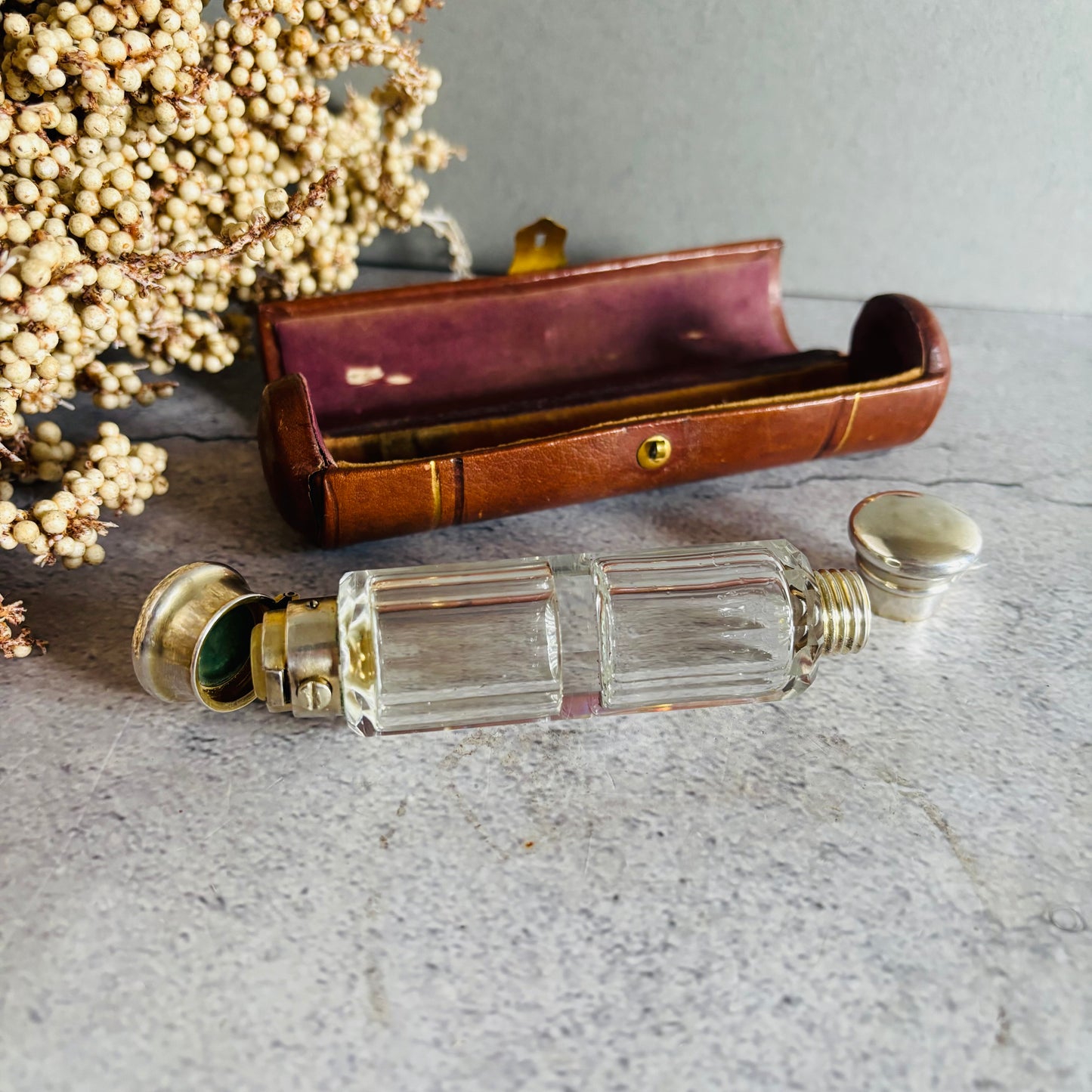 The Mixologist Tilly - Antique Glass Double Ended Scent Bottle & Case