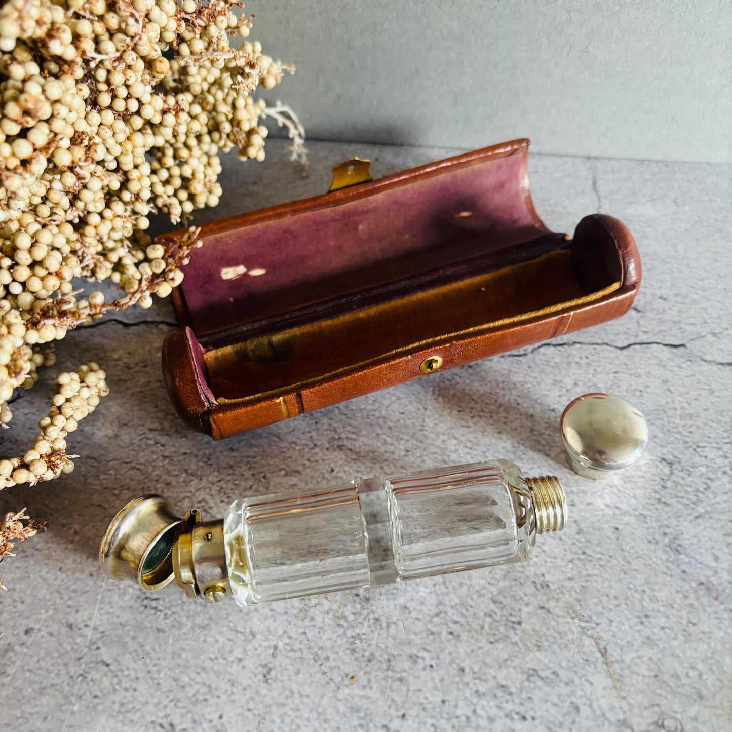 The Mixologist Tilly - Antique Glass Double Ended Scent Bottle & Case