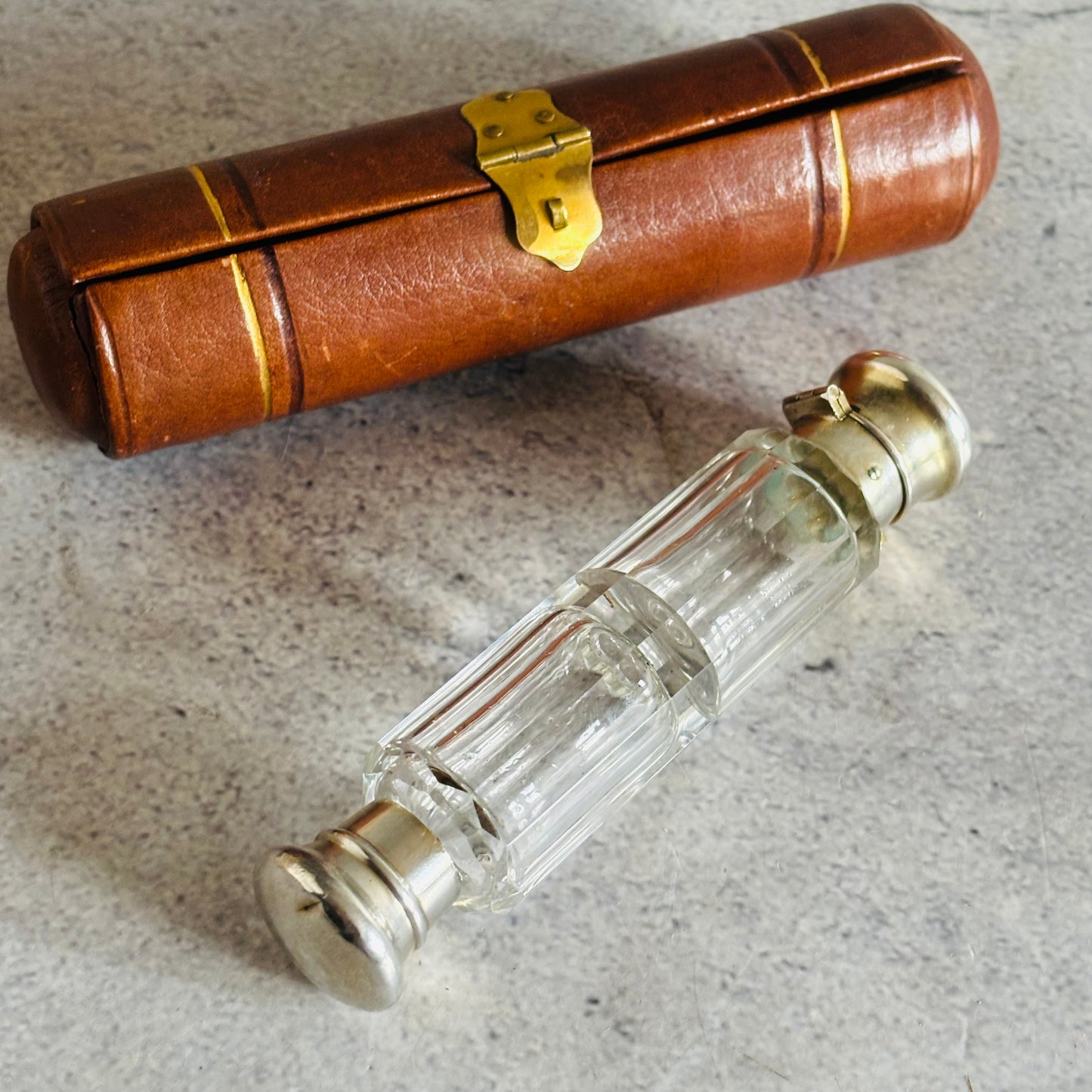 The Mixologist Tilly - Antique Glass Double Ended Scent Bottle & Case