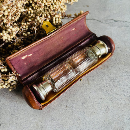 The Mixologist Tilly - Antique Glass Double Ended Scent Bottle & Case