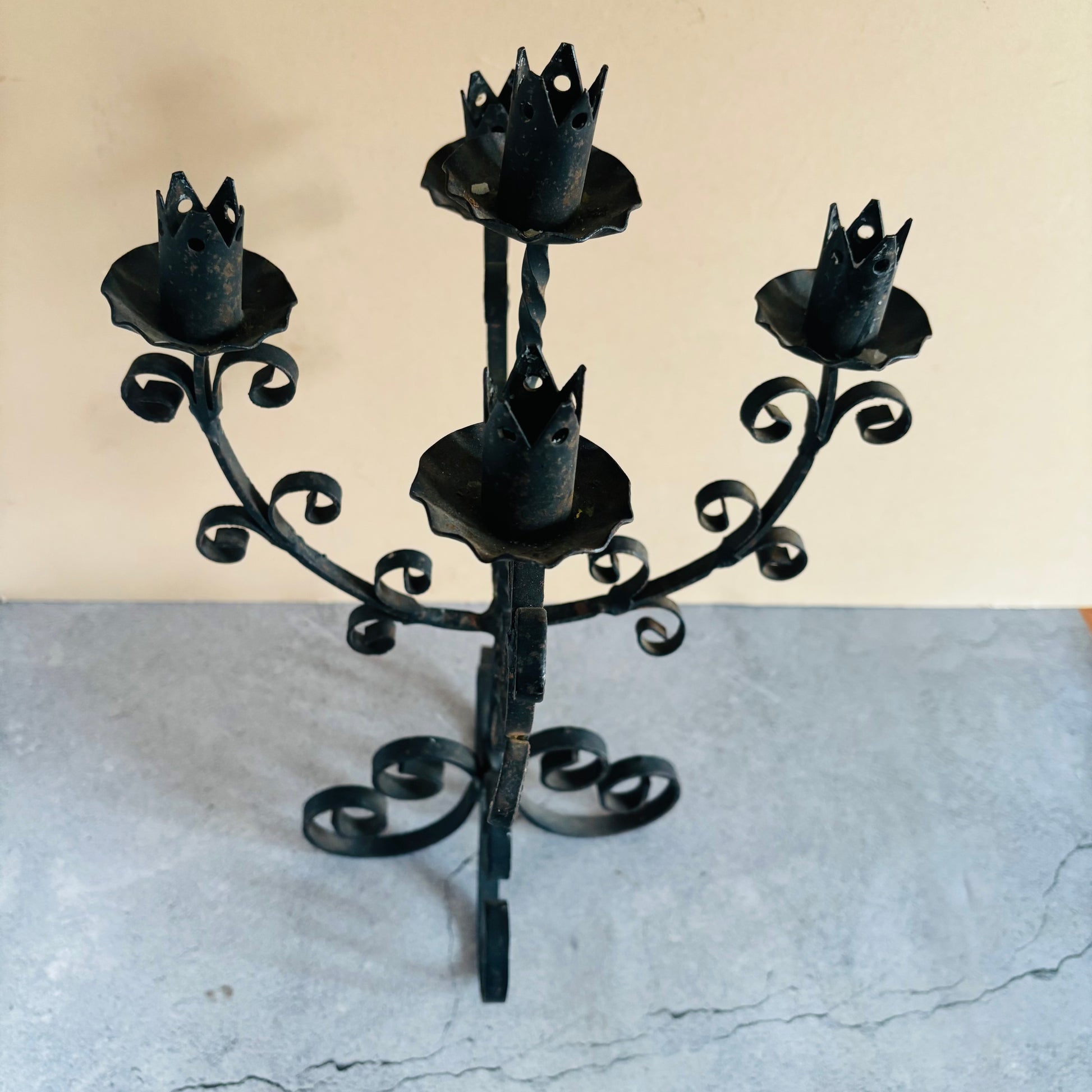 Antique Wrought Iron Candlestick Holder Candelabra | The Urban Vintage Affair