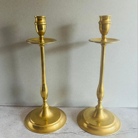 The Director Shira -  Antique Tall Brass Candlesticks