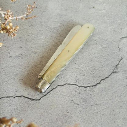 Silver and Mother Of Pearl Folding Fruit Knife 1914