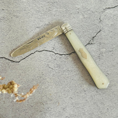Victorian Silver Folding Fruit Knife 1875