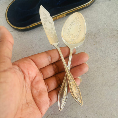 The Headhunter Winnie - Antique Silver Preserves Spoon & Butter Knife