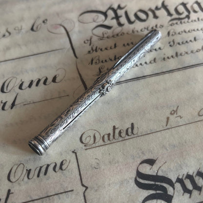The Director Tilly - Antique Silver Retractable Pen Pencil and Knife