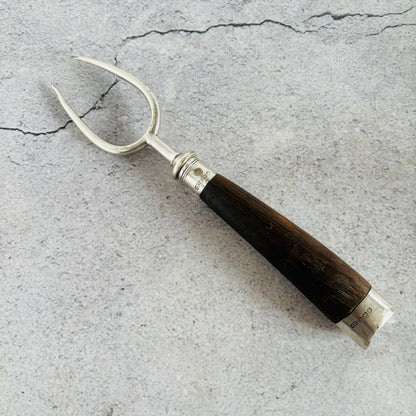 Antique Silver and Wood Rare Bread Fork 