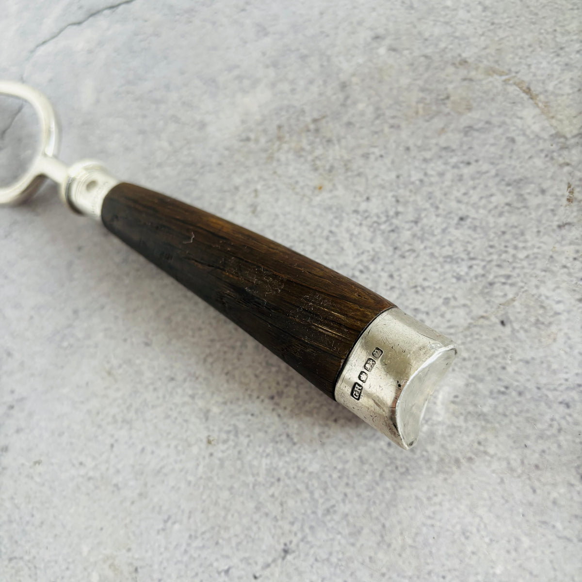 Antique Silver and Wood Rare Bread Fork 