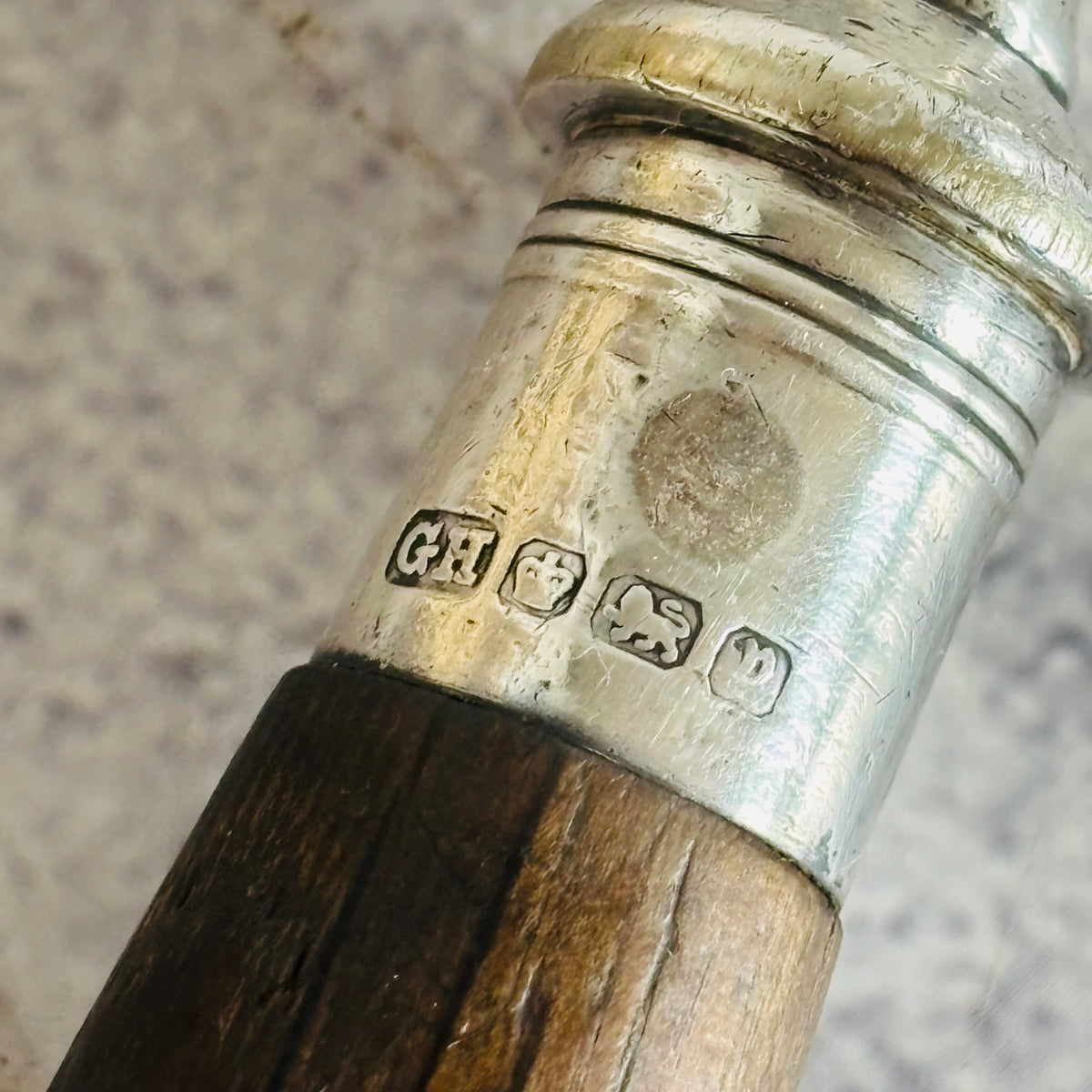 Antique Silver and Wood Rare Bread Fork 