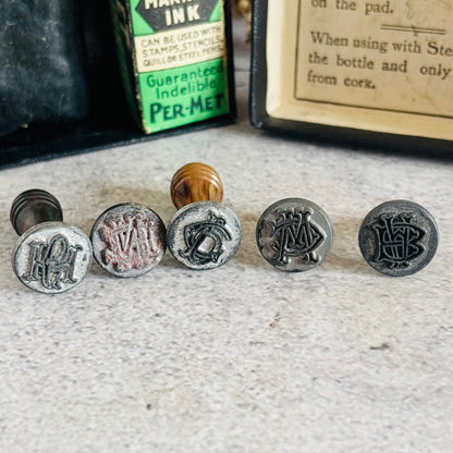 Vintage Printing Stamps & Ink Set 