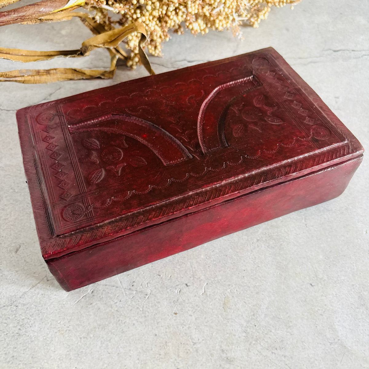 Vintage Tooled Leather North African Tuareg Box