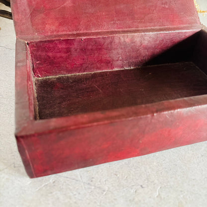 close up inside of a Vintage Tooled Leather North African Tuareg Box