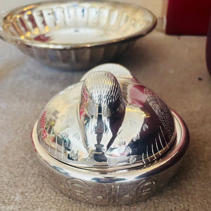 The Mixologist  Lydia - Vintage Silver Plated Box the Shape of a Bird