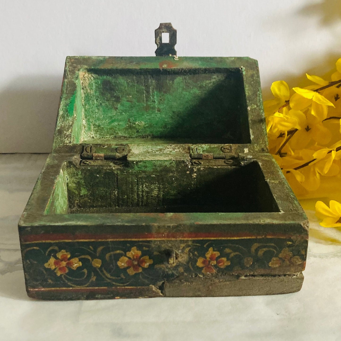 Antique Wooden Hand Painted Folk Art Box | The Urban Vintage Affair