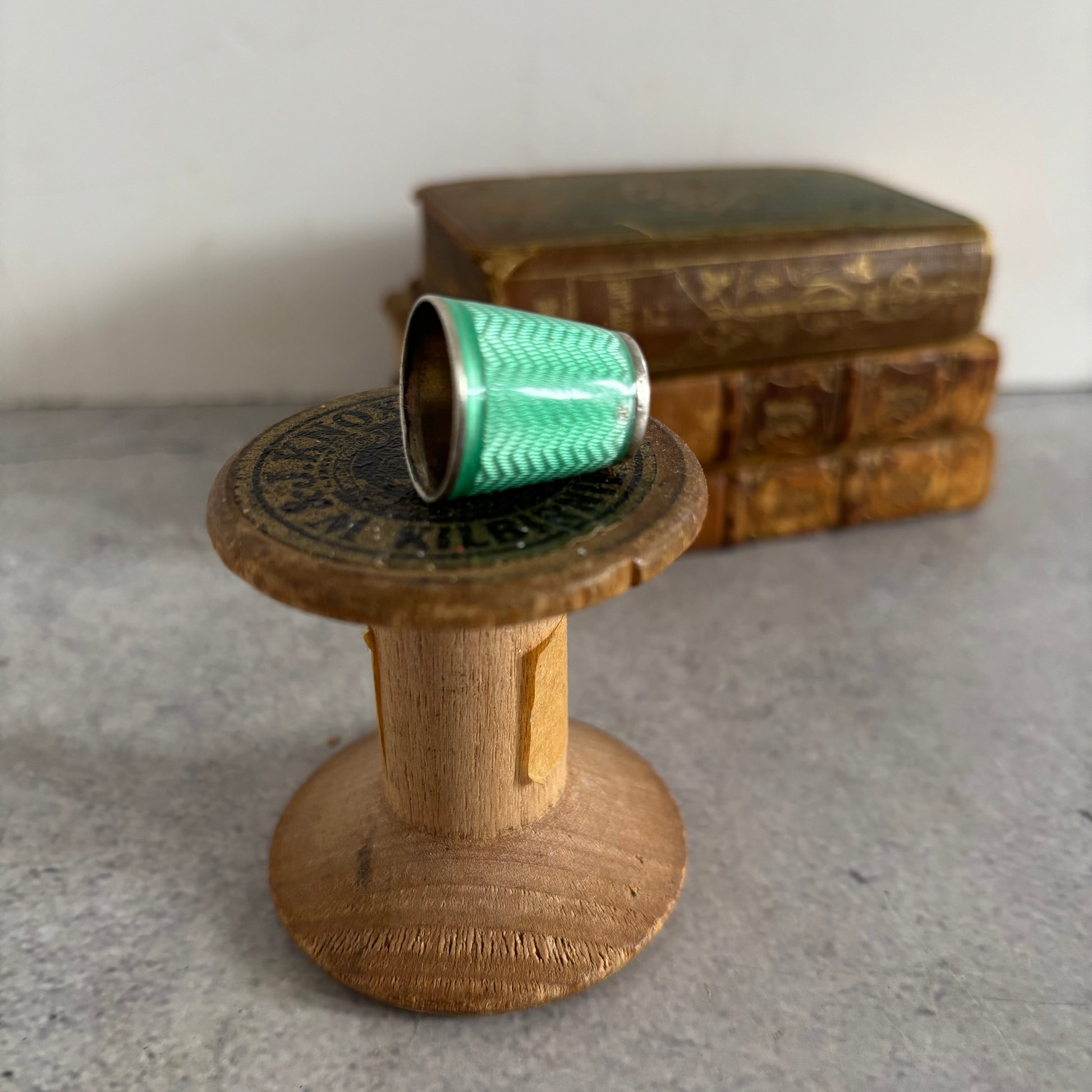 Sterling Silver Turquoise Enamel Sewing Thimble | The Urban Vintage Affair
