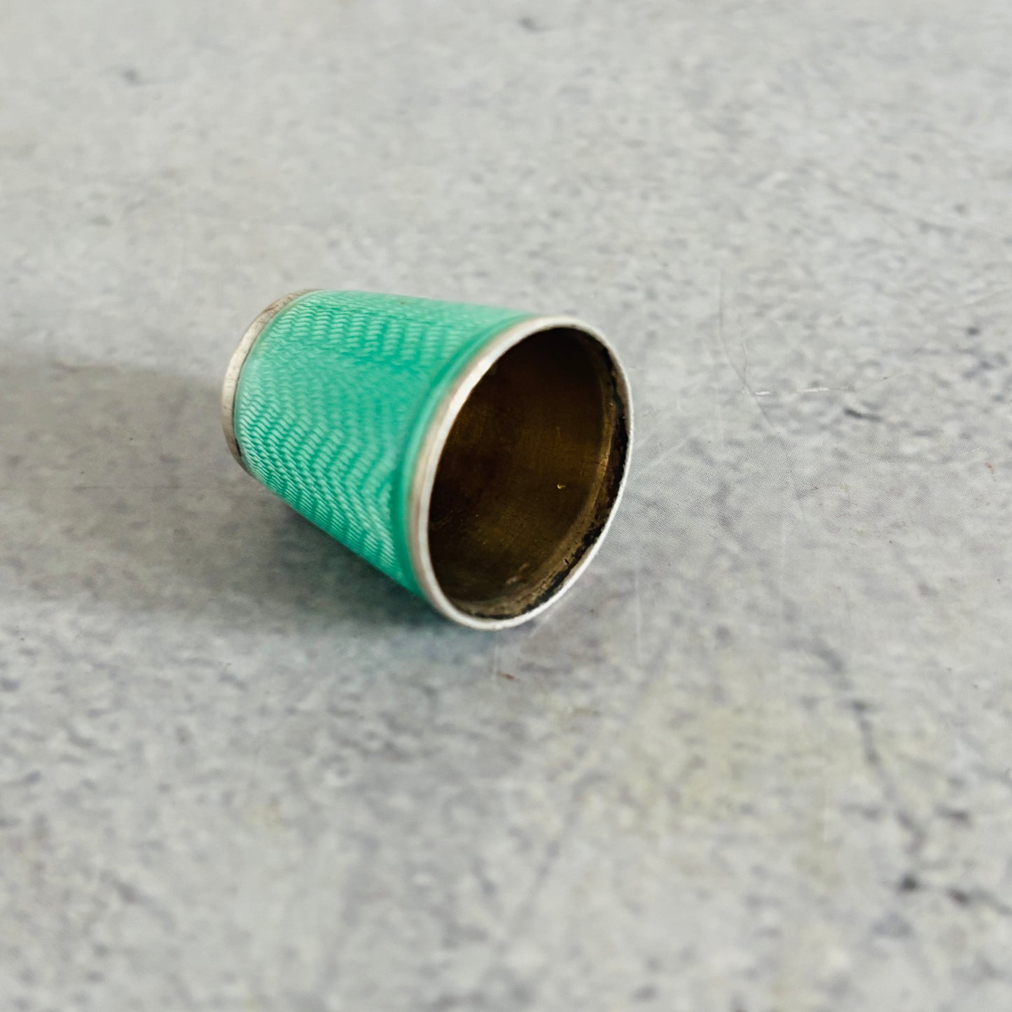 Sterling Silver Turquoise Enamel Sewing Thimble | The Urban Vintage Affair