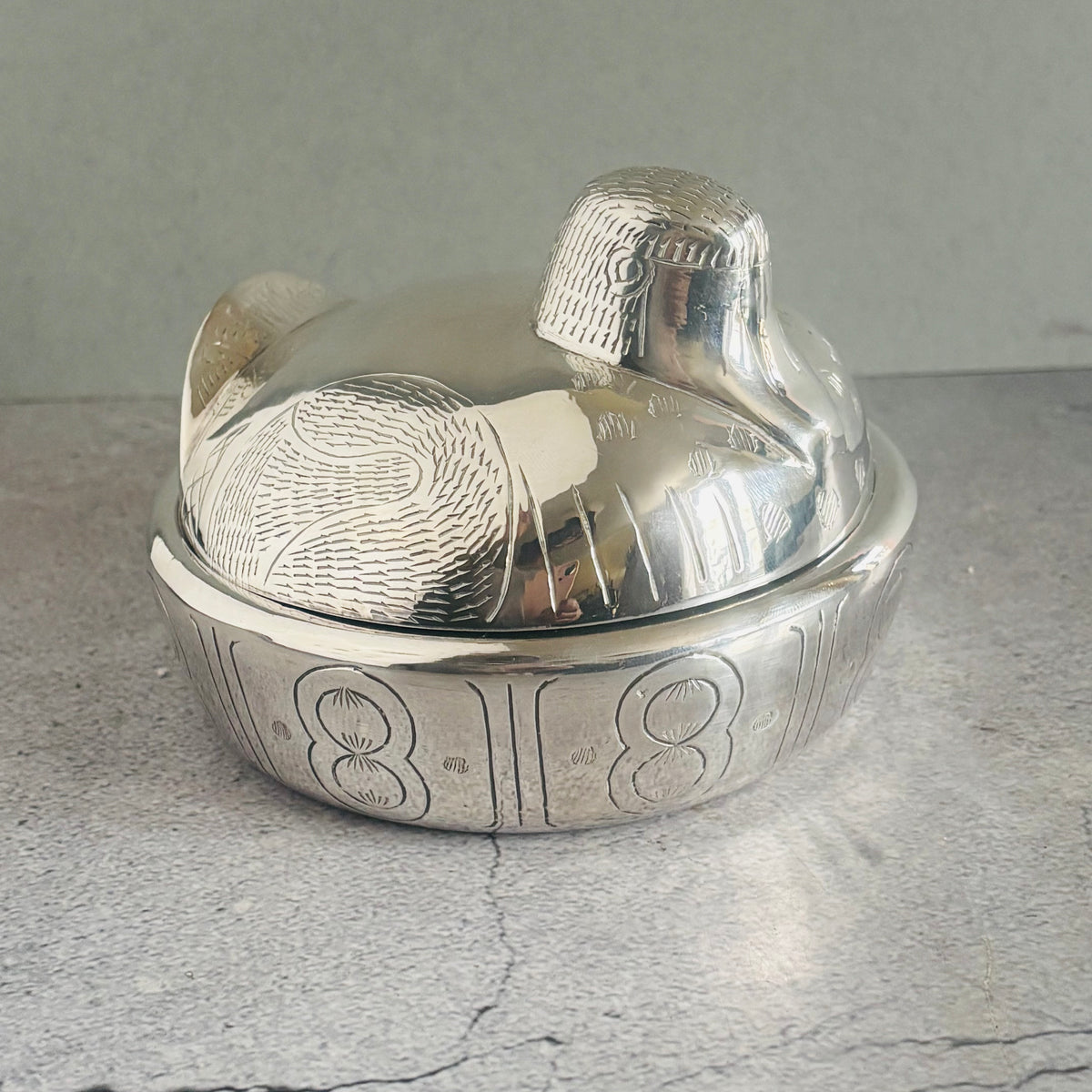 The Mixologist  Lydia - Vintage Silver Plated Box the Shape of a Bird