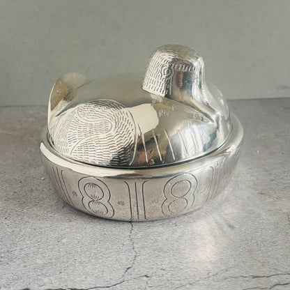 The Mixologist  Lydia - Vintage Silver Plated Box the Shape of a Bird