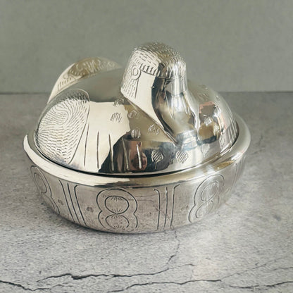 The Mixologist  Lydia - Vintage Silver Plated Box the Shape of a Bird