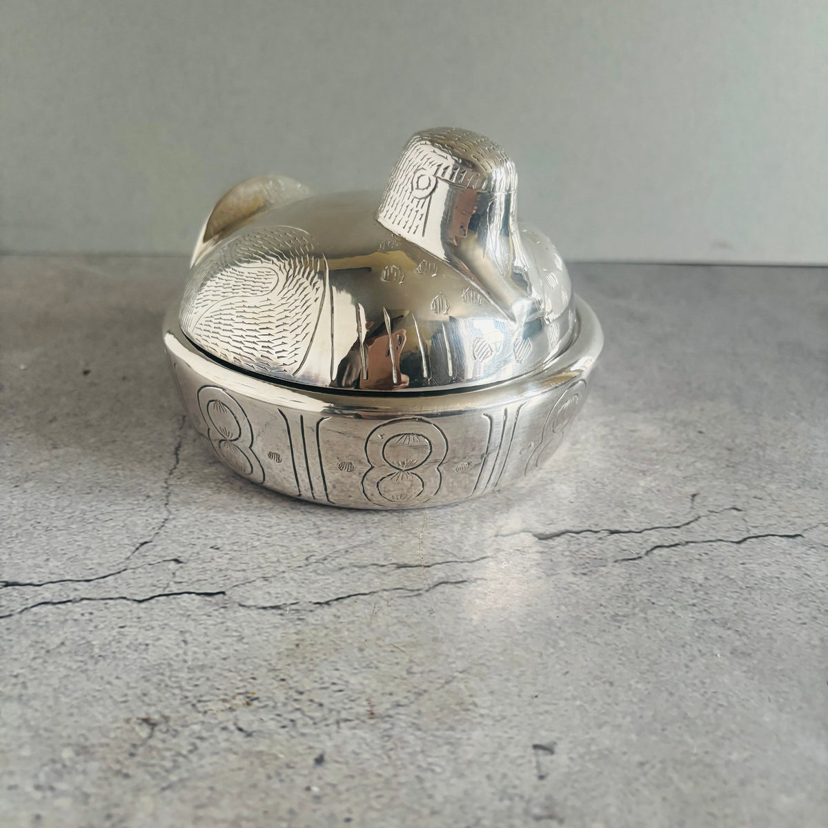 The Mixologist  Lydia - Vintage Silver Plated Box the Shape of a Bird