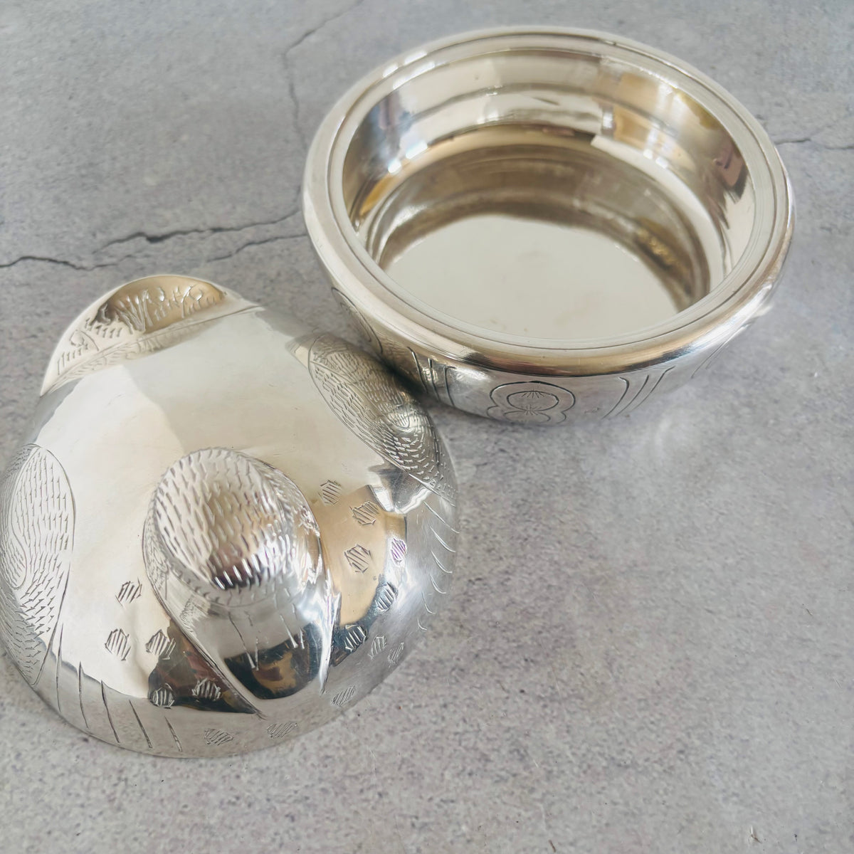 The Mixologist  Lydia - Vintage Silver Plated Box the Shape of a Bird