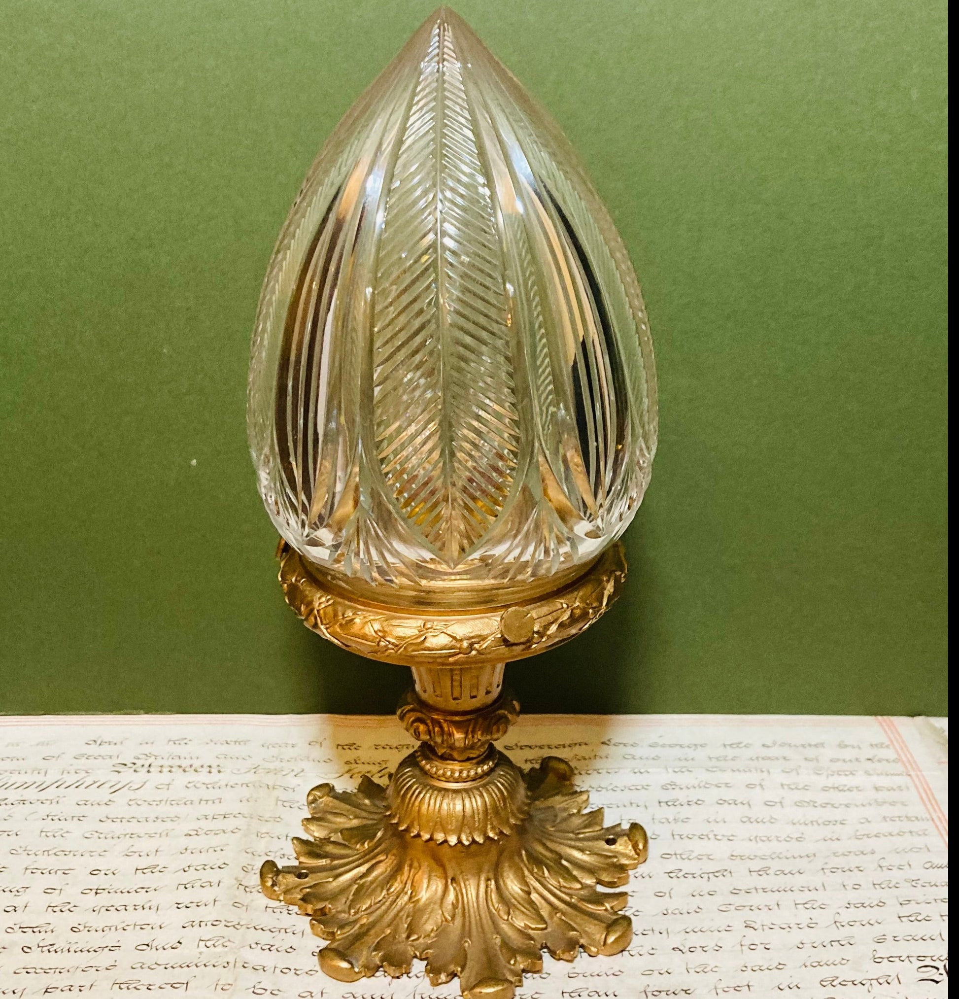 Antique French Ceiling Light In Cut Crystal And Gilt Bronze