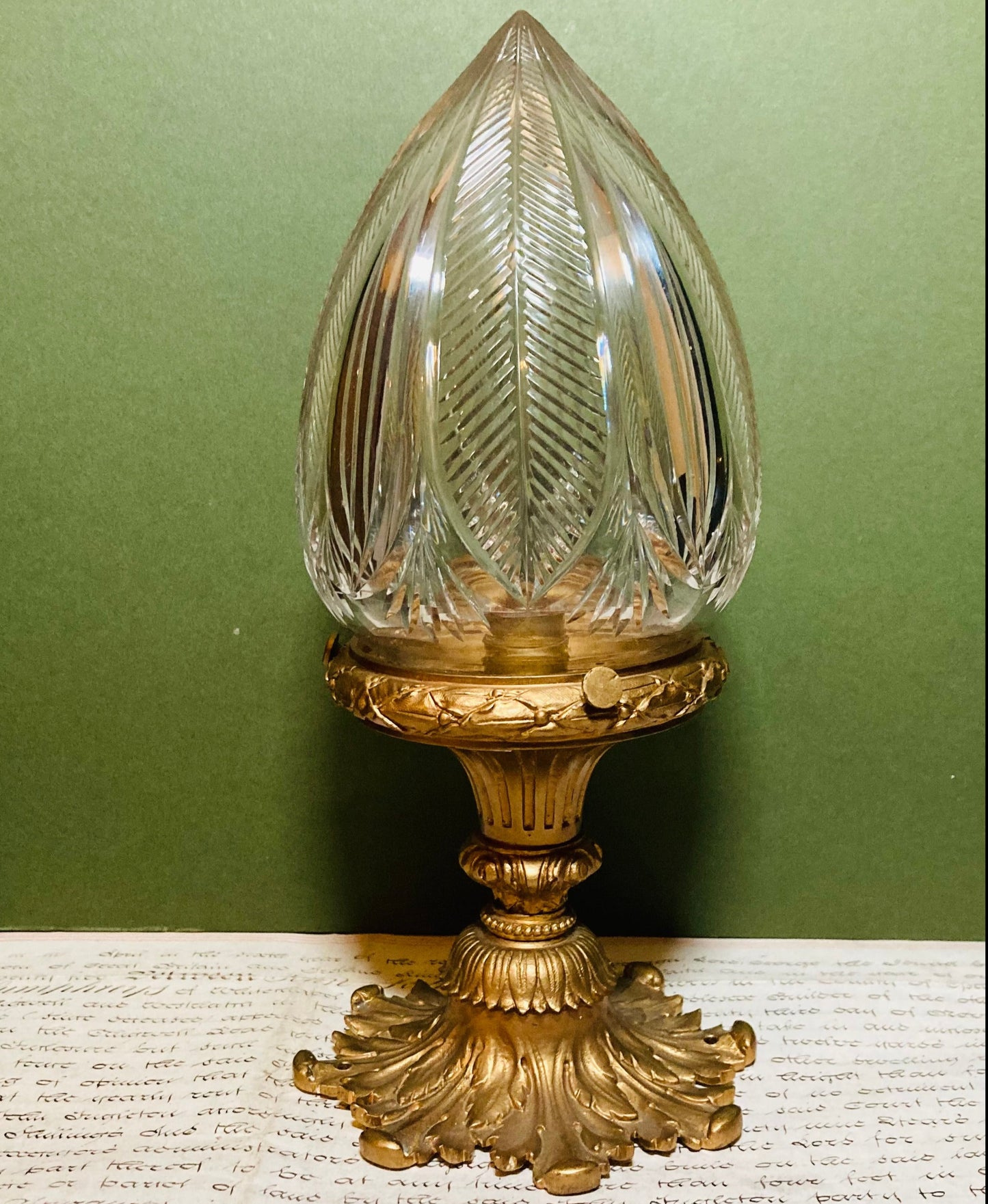 Antique French Ceiling Light In Cut Crystal And Gilt Bronze