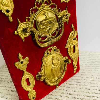 Antique Retail Display Board of Decorative Furniture Fittings & Escutcheons