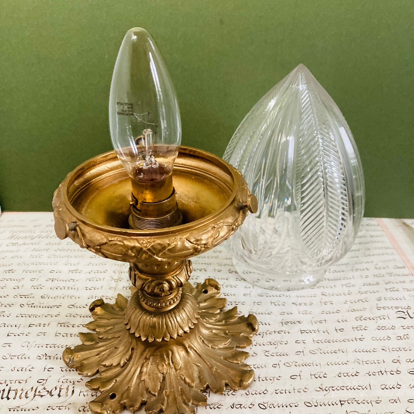 Antique French Ceiling Light In Cut Crystal And Gilt Bronze