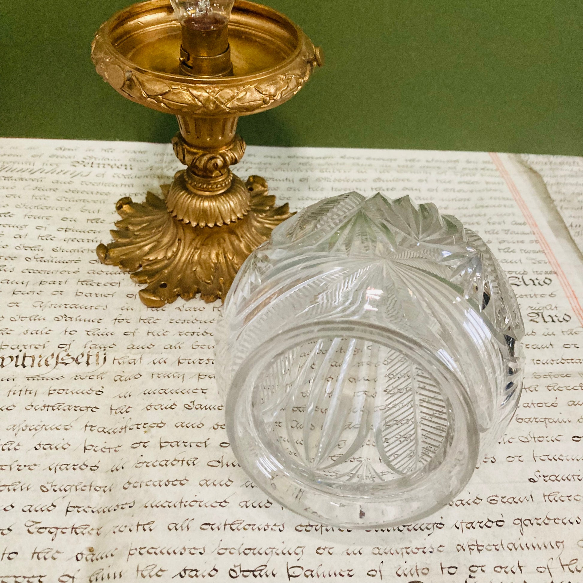 Antique French Ceiling Light In Cut Crystal And Gilt Bronze