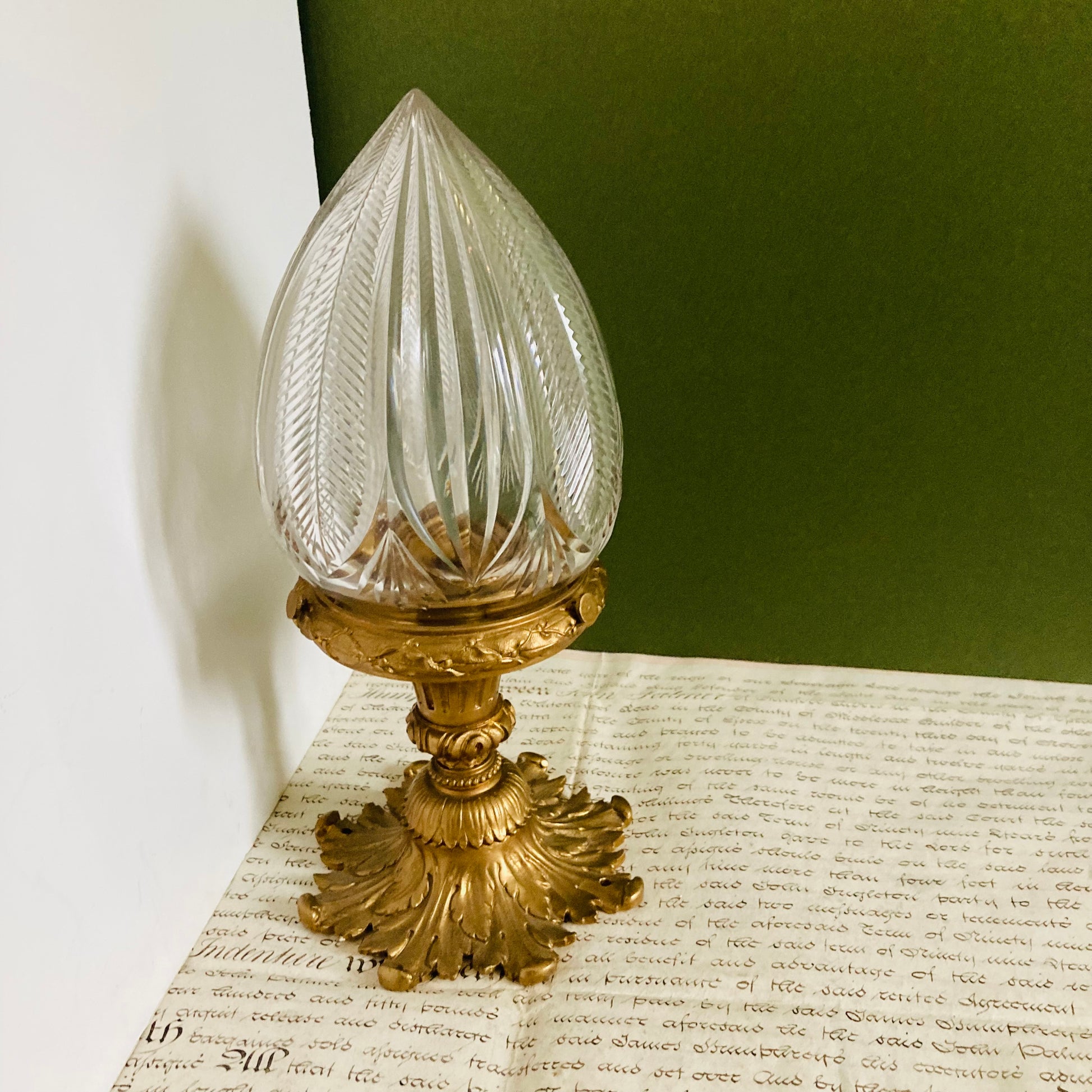 Antique French Ceiling Light In Cut Crystal And Gilt Bronze