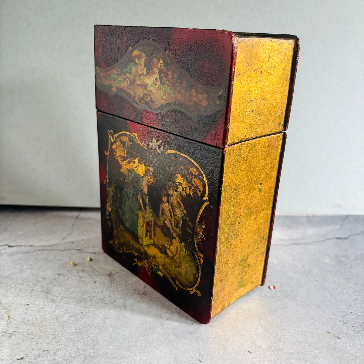 Rare Antique Vernis Martin Book Shape Box 