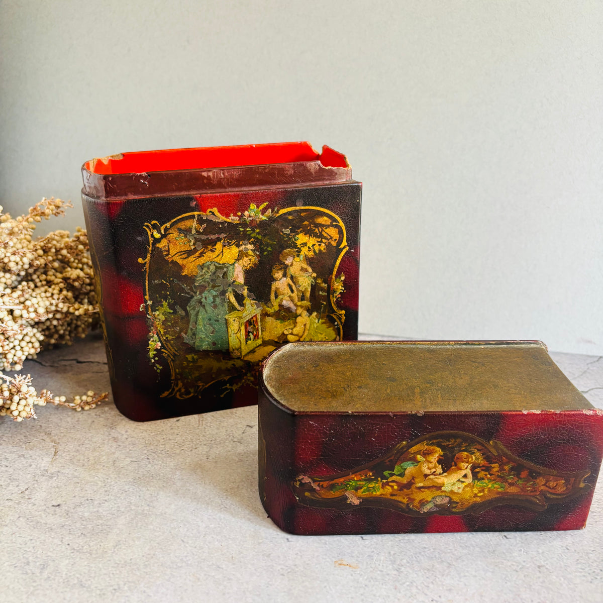 The Mixologist Bonnie - Antique Paper Mache Box In The Shape Of A Book