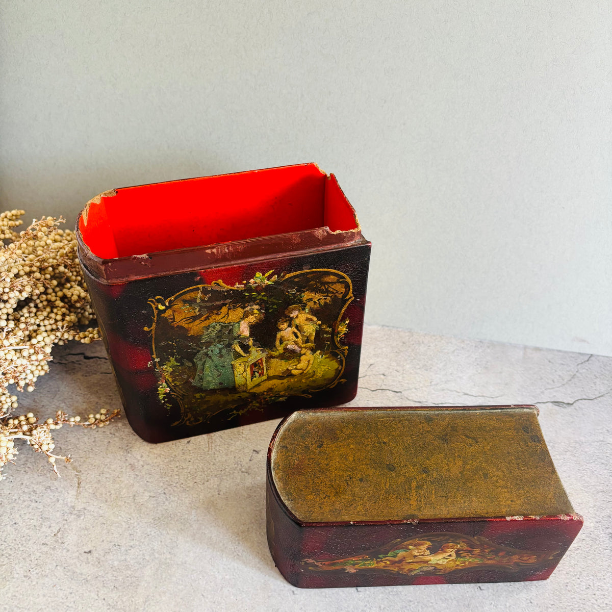 Rare Antique Vernis Martin Book Shape Box 